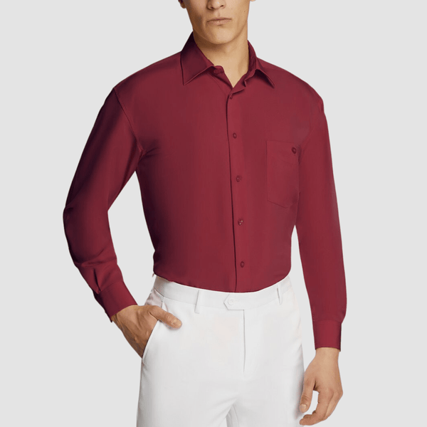 Boulvandre Mens Classic Fit Ambassador Collection Dress Shirt in Wine