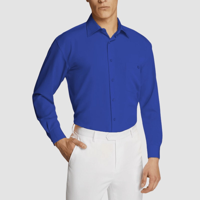 Royal blue dressy 2024 shirt