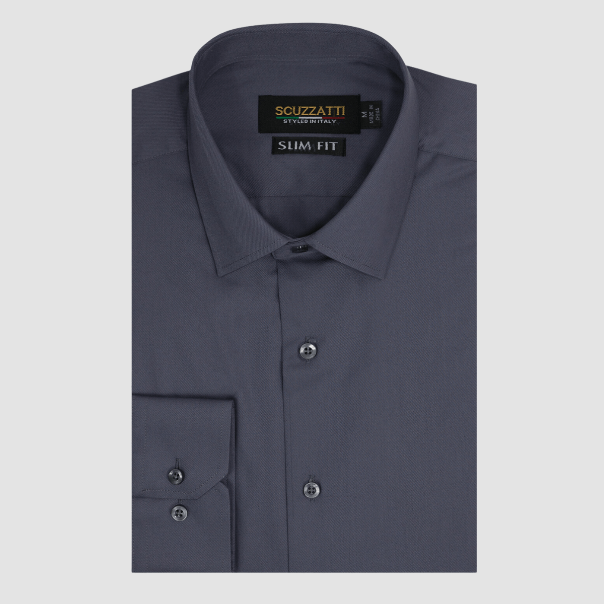 Boulvandre Mens Slim Fit Scuzzatti Twill Weave Shirt in Charcoal