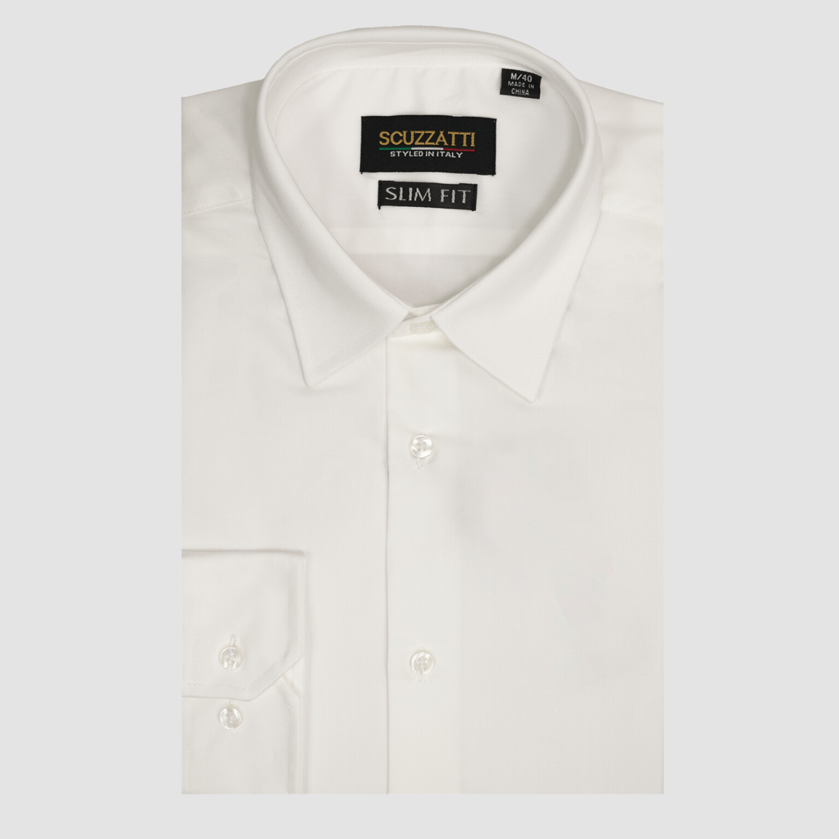 Boulvandre Mens Slim Fit Scuzzatti Twill Weave Shirt in Ivory