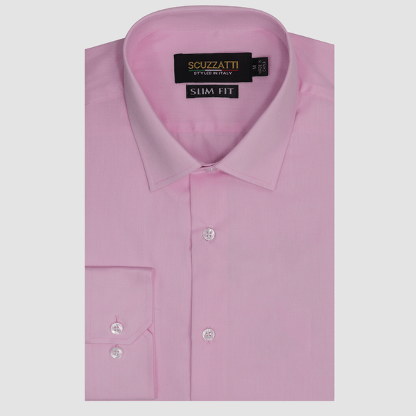 Boulvandre Mens Slim Fit Scuzzatti Twill Weave Shirt in Pink