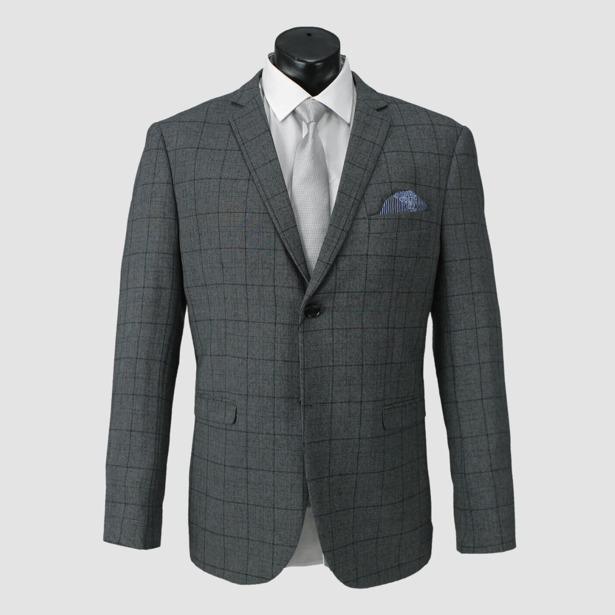 Boulvandre Mens Slim Fit Scuzzatti Checkered Suit in Charcoal