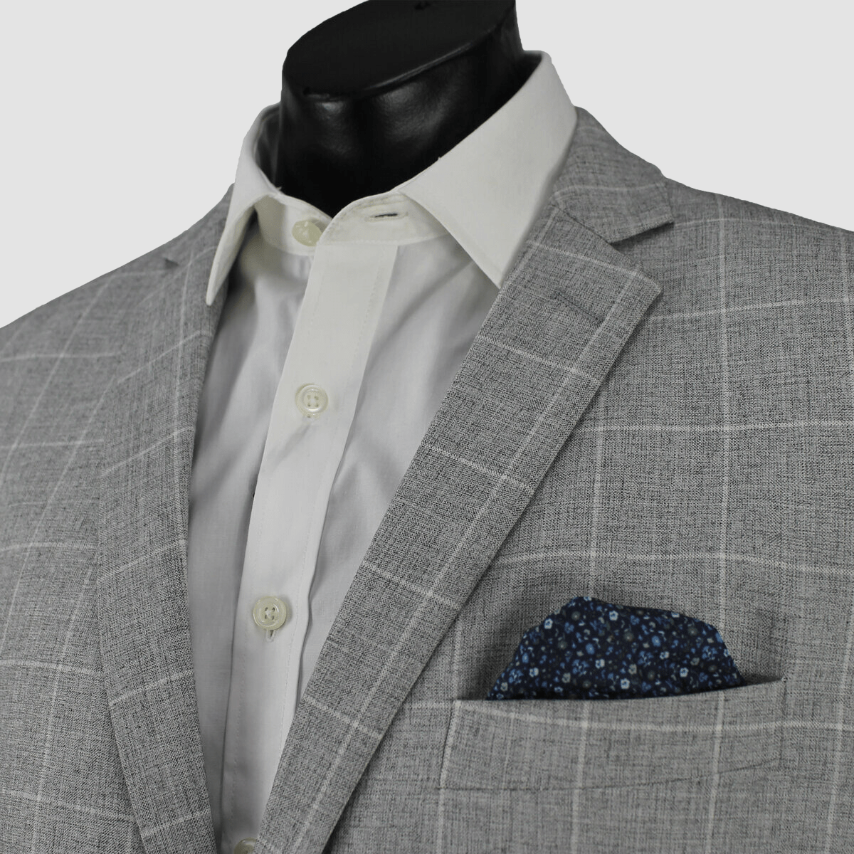 Boulvandre Mens Slim Fit Scuzzatti Checkered Suit in Silver
