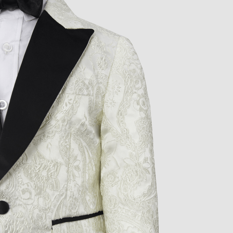 Boulvandre Kids Varce Italia Brocade Dinner Jacket in Ivory and