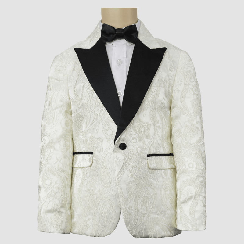 Boulvandre Kids Varce Italia Brocade Dinner Jacket in Ivory and