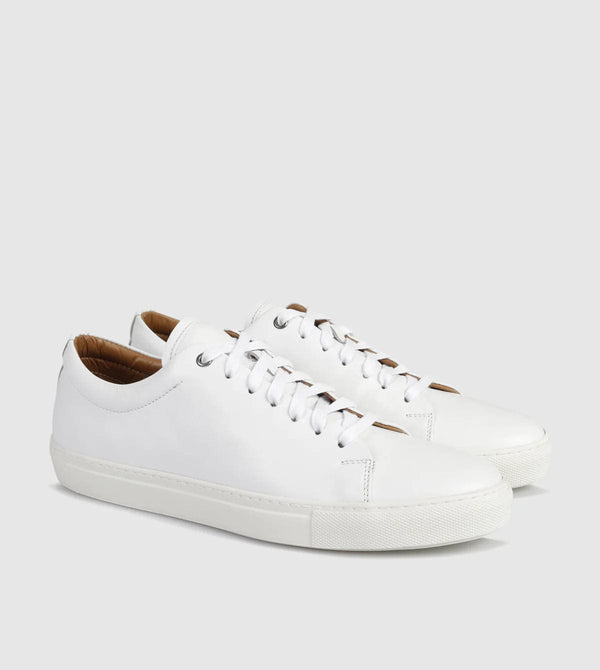 Brando Beamer Mens Leather Sneakers in White