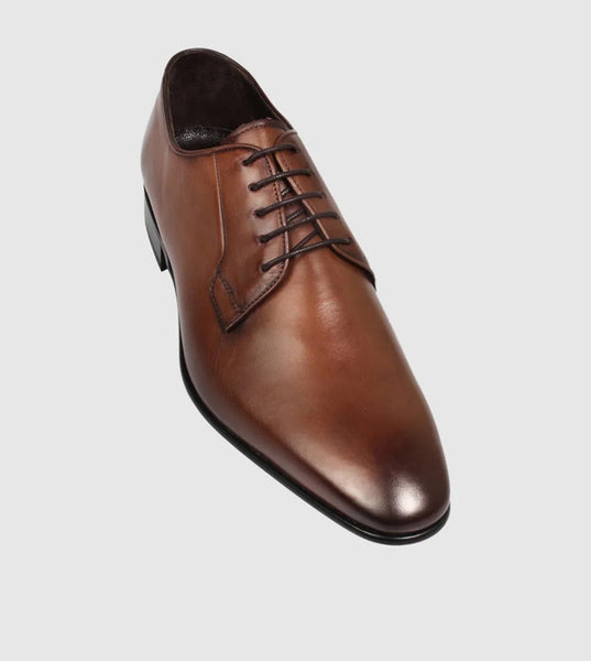 Brando Ellis Mens Derby Shoes in Brown Leather – Mens Suit Warehouse ...