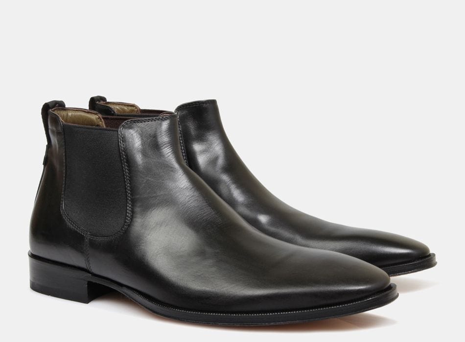 Brando Cesar Chelsea Mens Leather Boot in Black