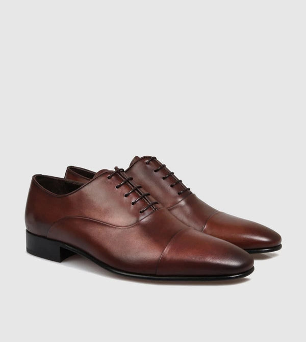 Brando Austin Mens Oxford Leather Shoe in Brown