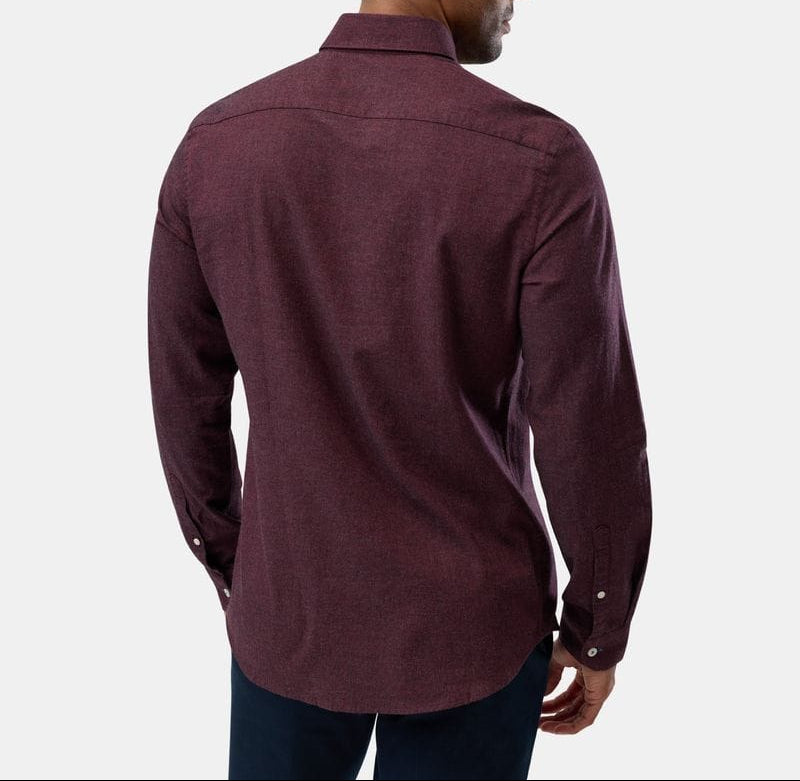 Men’s burgundy casual shirt by Brooksfield in 100% cotton. 