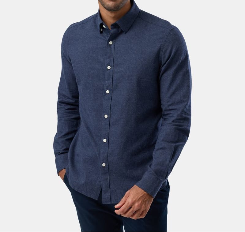 Men’s navy relaxed slim fit shirt by Brooksfield. 