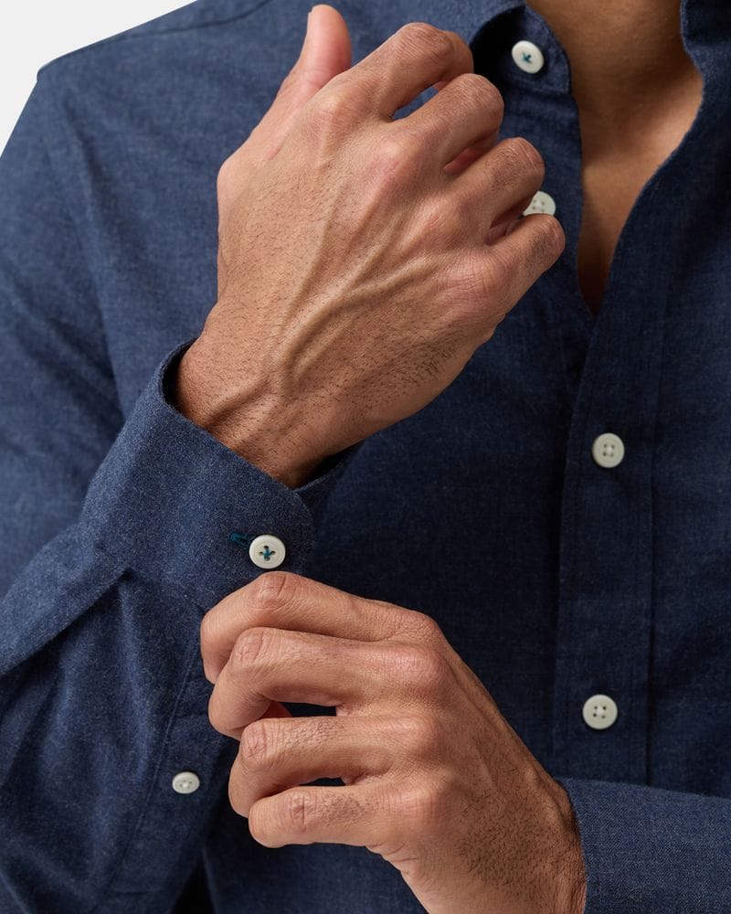 Men’s navy relaxed slim fit shirt by Brooksfield. 