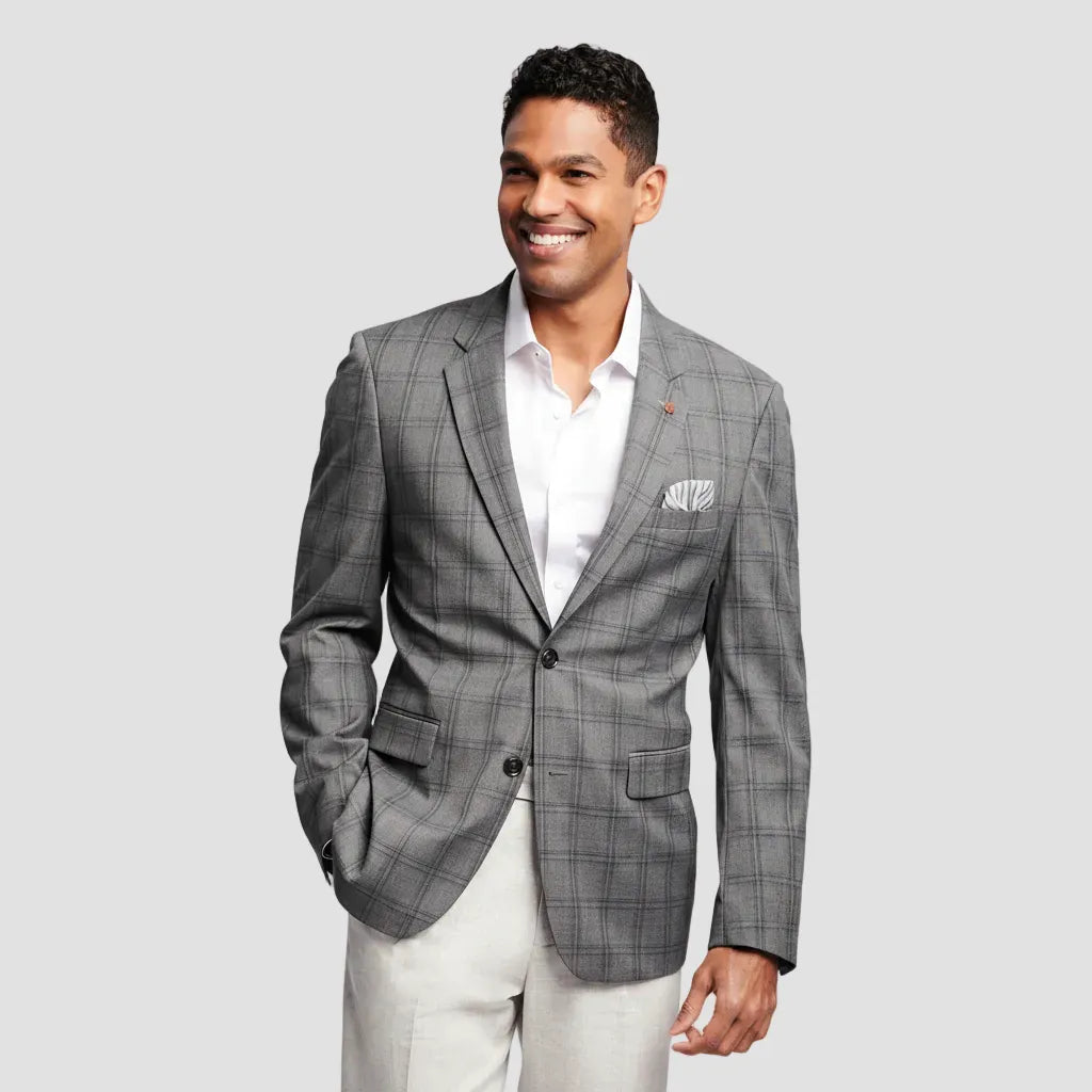 Brooksfield Grey Textured Check Blazer.