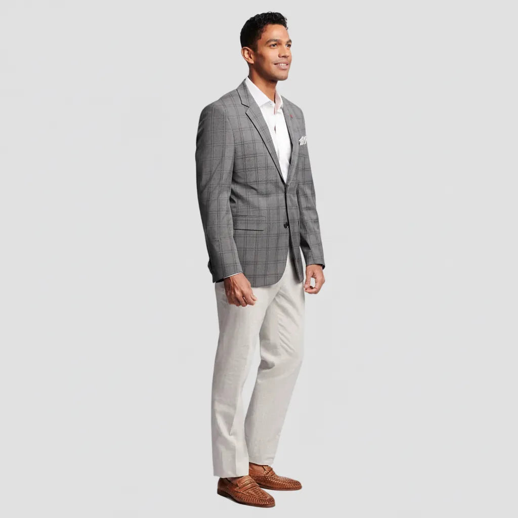 Brooksfield Grey Textured Check Blazer.