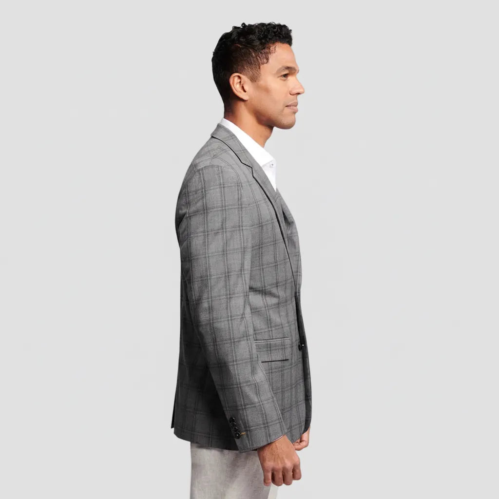 Brooksfield Grey Textured Check Blazer.