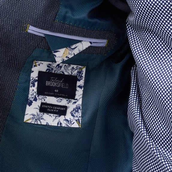 Inner lining of the Brooksfield Mens Textured Yarn Dye Sports Jacket in Navy