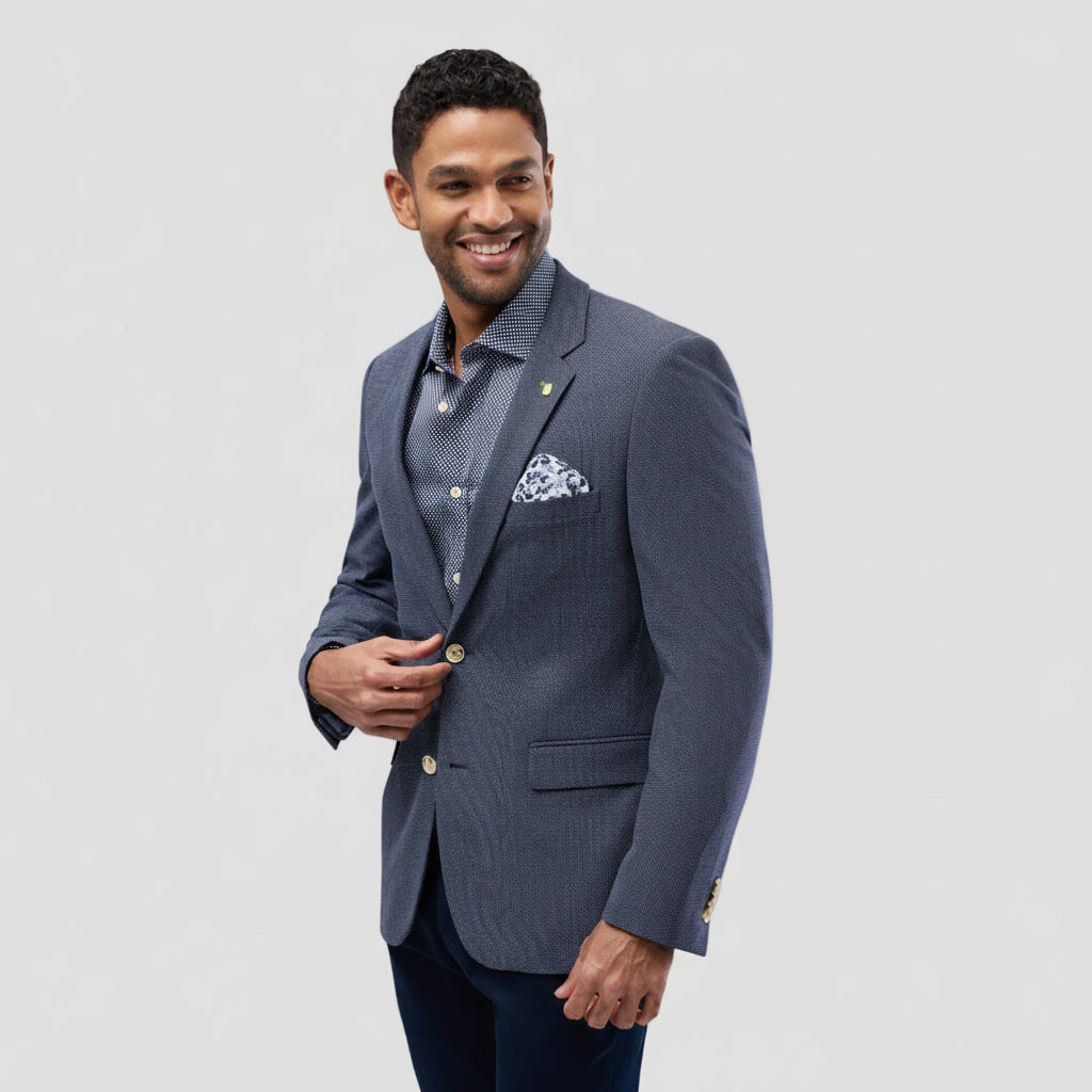 The Brooksfield Mens Textured Yarn Dye Sports Jacket in Navy