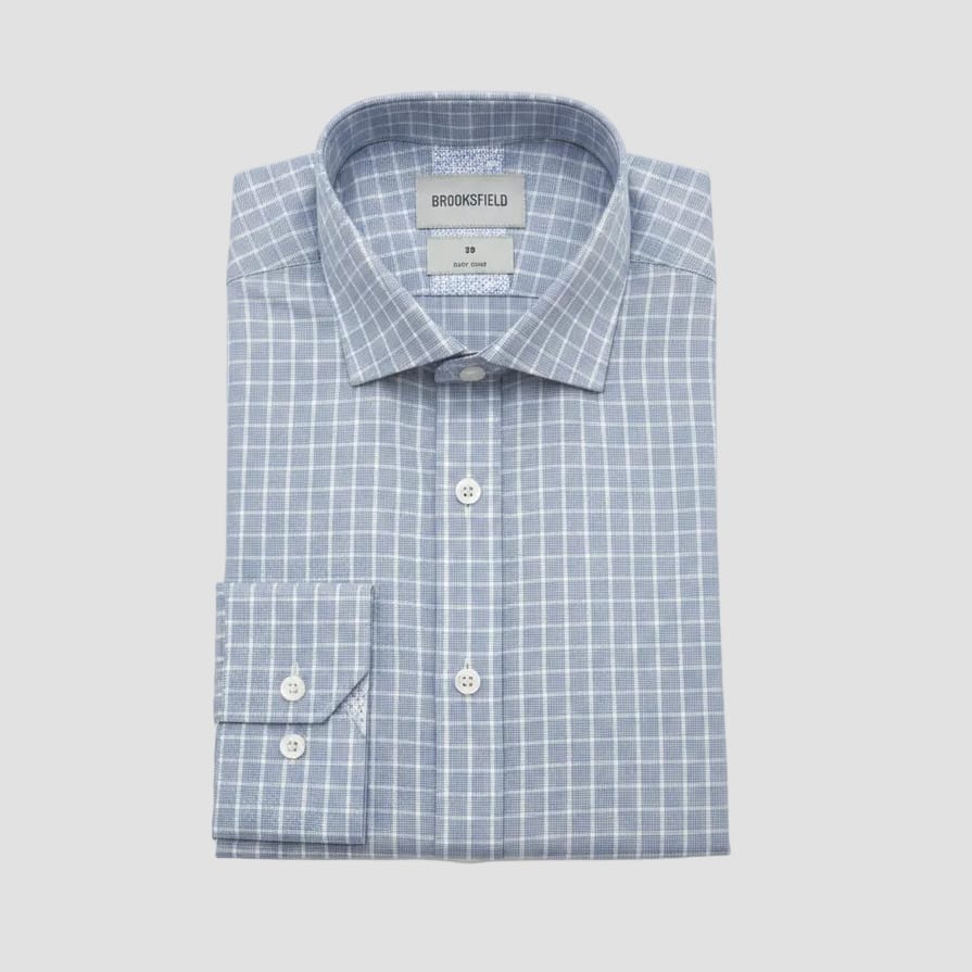 blue check brooksfield shirt
