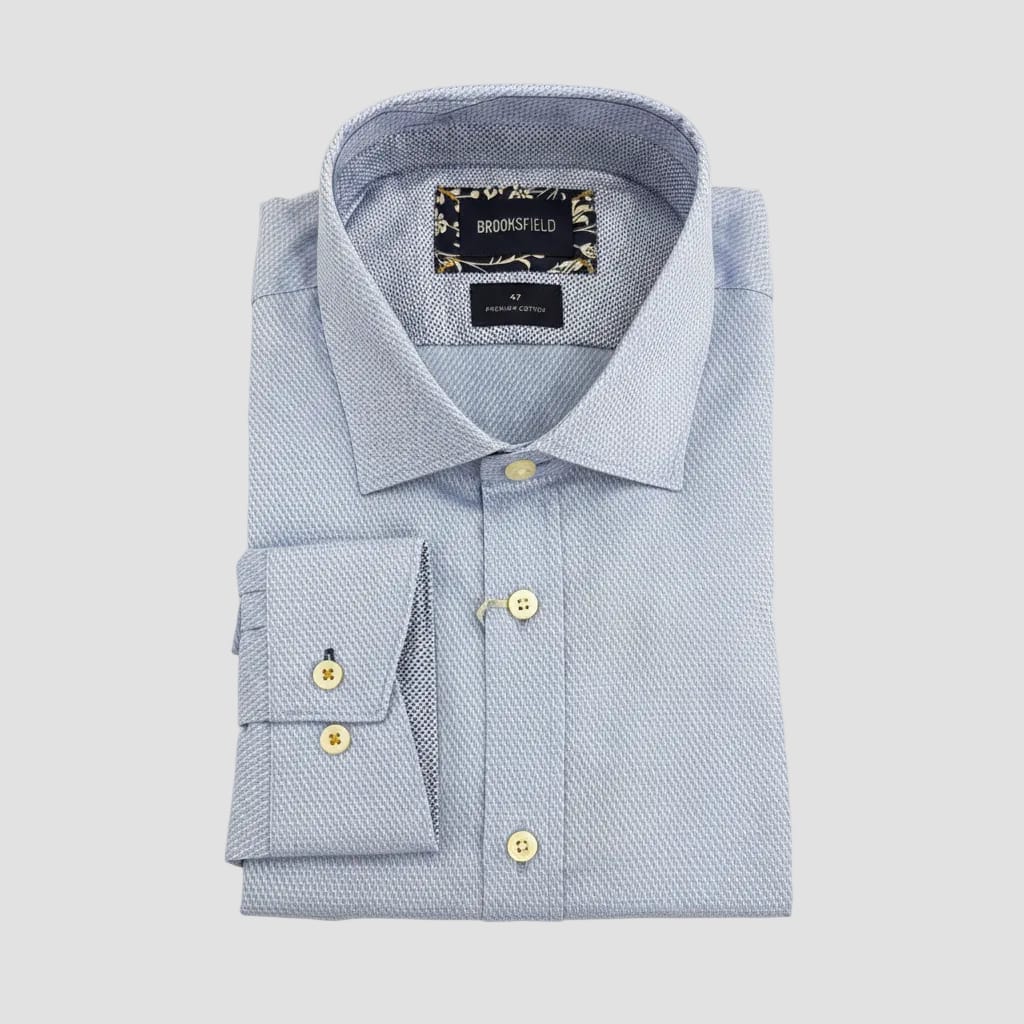 Brooksfield Slim Fit Shirt in Blue Micro Pattern