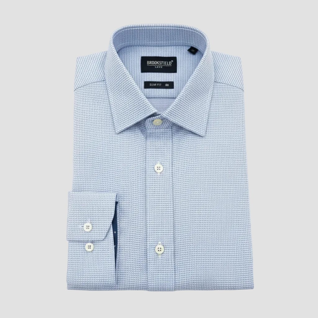 blue patterned brooksfield shirt
