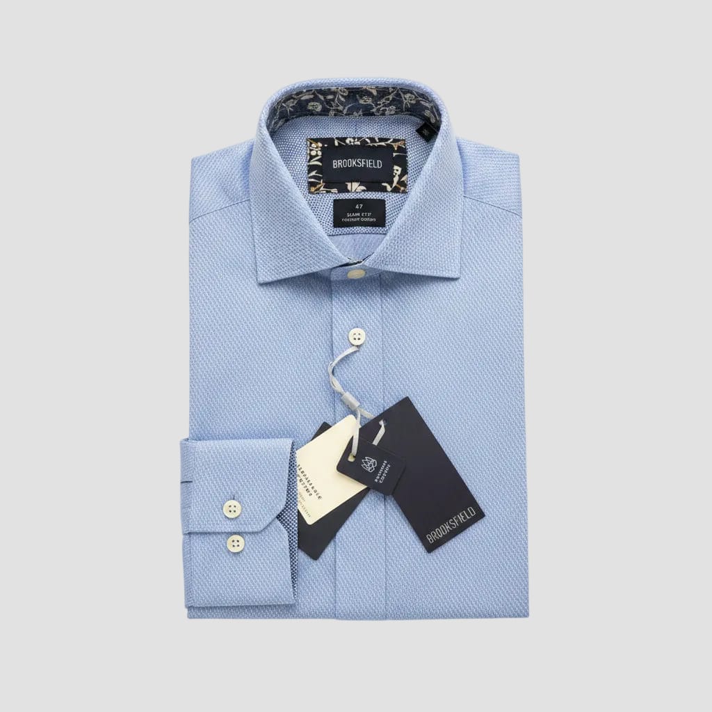 blue pattern shirt