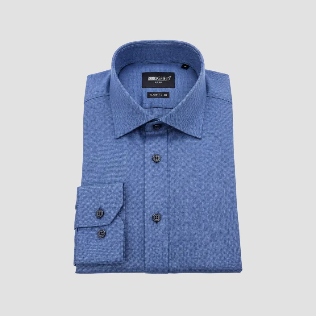 dark blue textured dress shirt