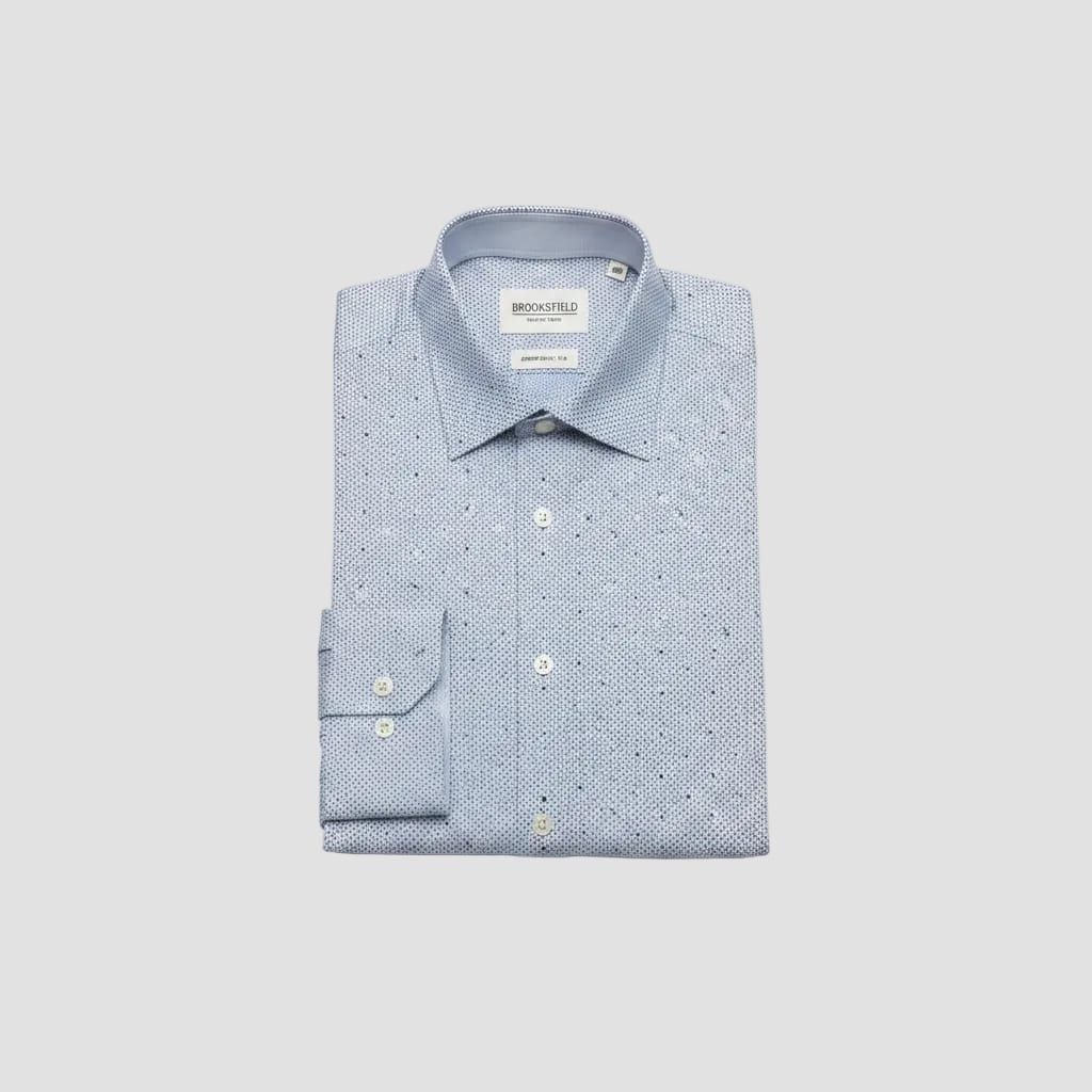 brooksfield navy pattern shirt