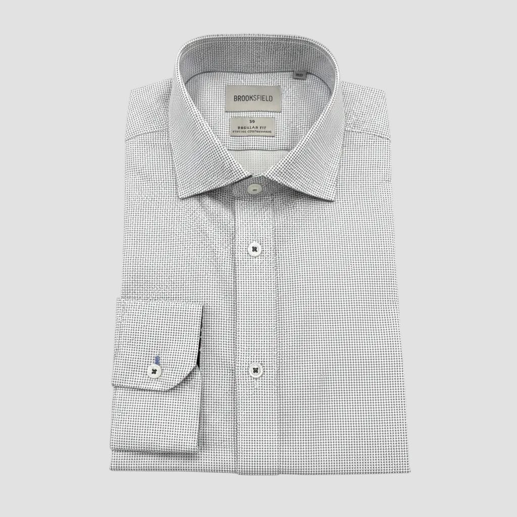 small navy pattern on white shirt by brooksfield