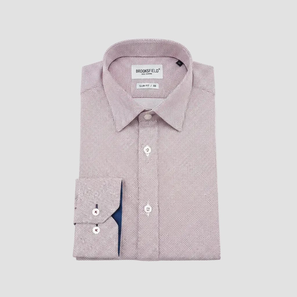 purple spotted shirt