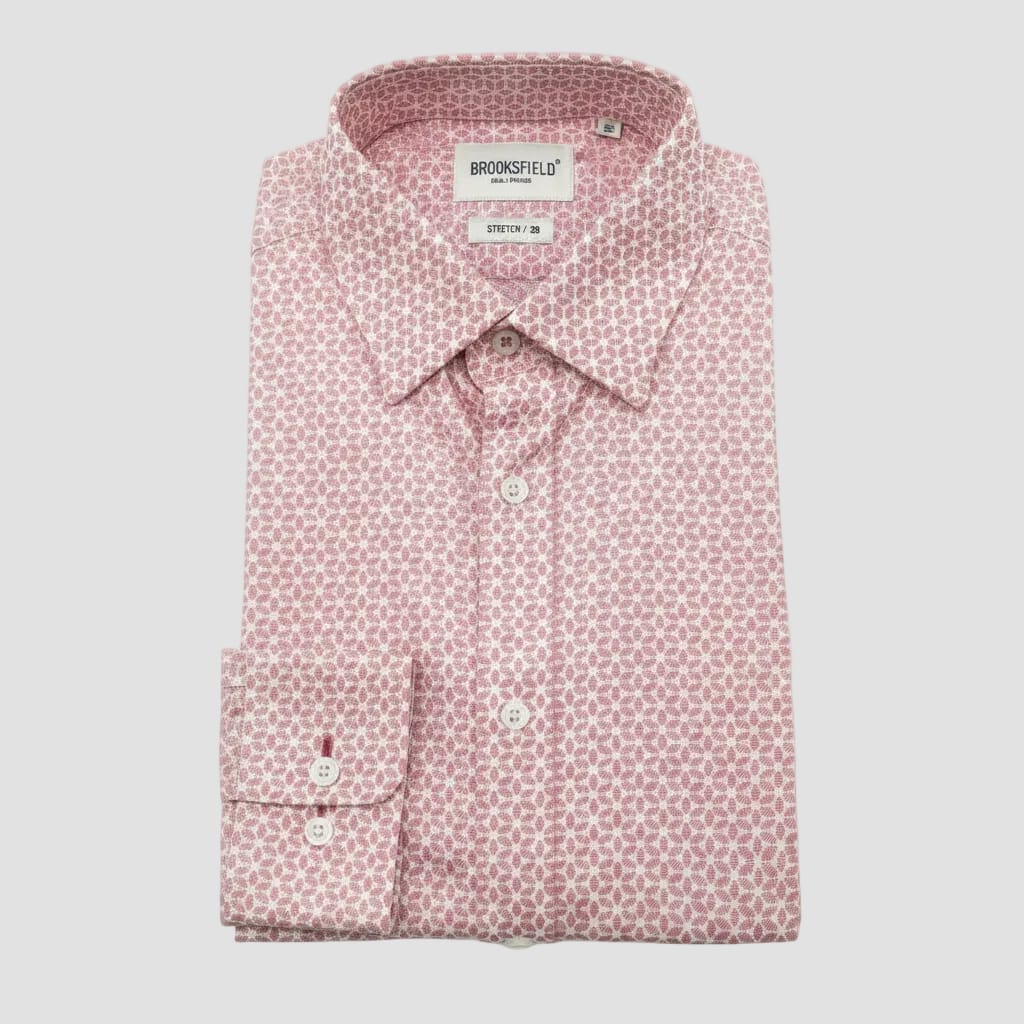 salmon patterned shirt