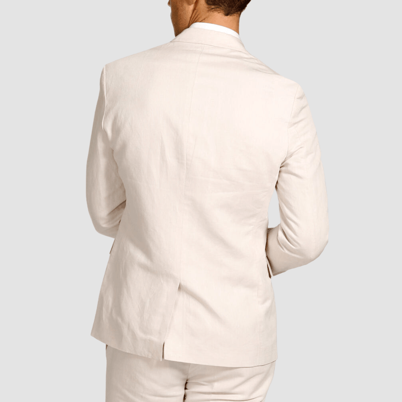 Brooksfield Mens Slim Fit Essential Linen Blend Suit in Oat
