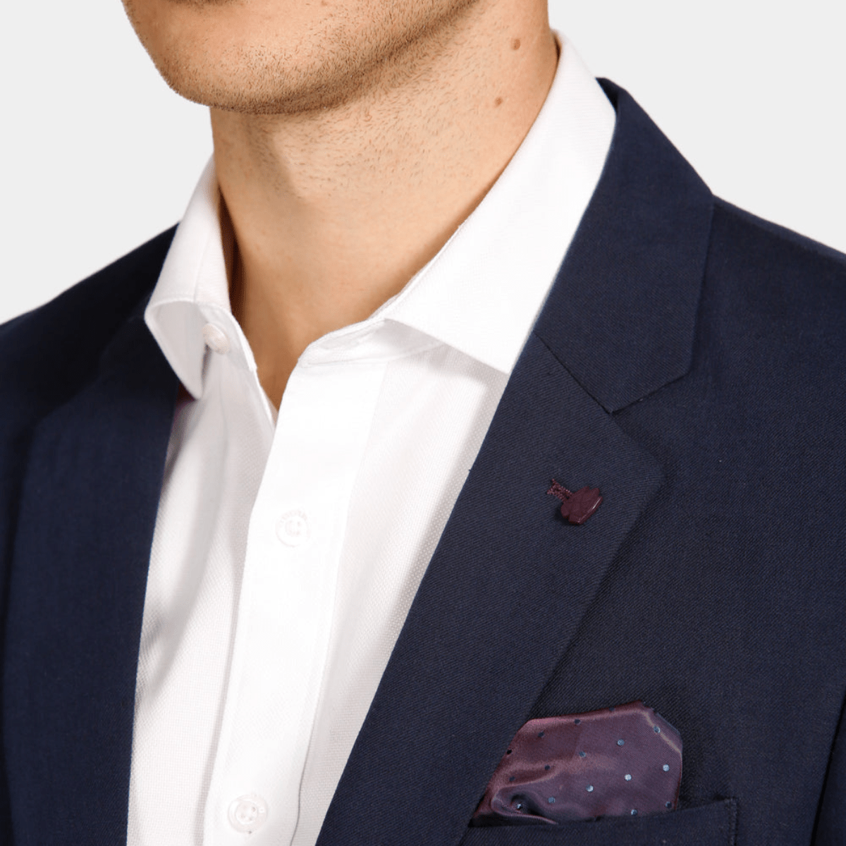 collar view of the Brooksfield Mens Slim Fit Essential Linen Blend Sports Jacket in Navy