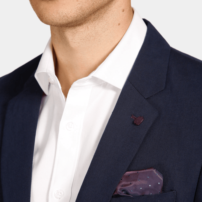 Brooksfield Mens Slim Fit Essential Linen Blend Suit in Navy