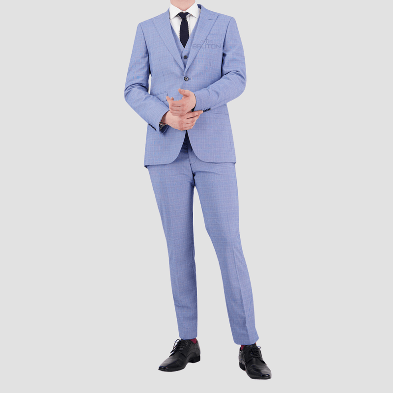 Bruton Slim Fit Mens Jed Suit in Sky FT11