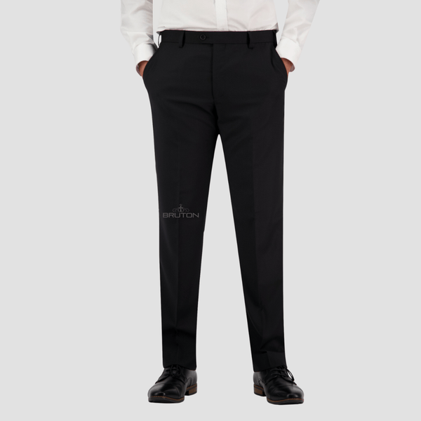 Bruton Tailored Fit Mens Anak Trouser in Black SSA8