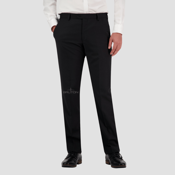 Bruton Tailored Fit Mens Anak Trouser in Black SSA8