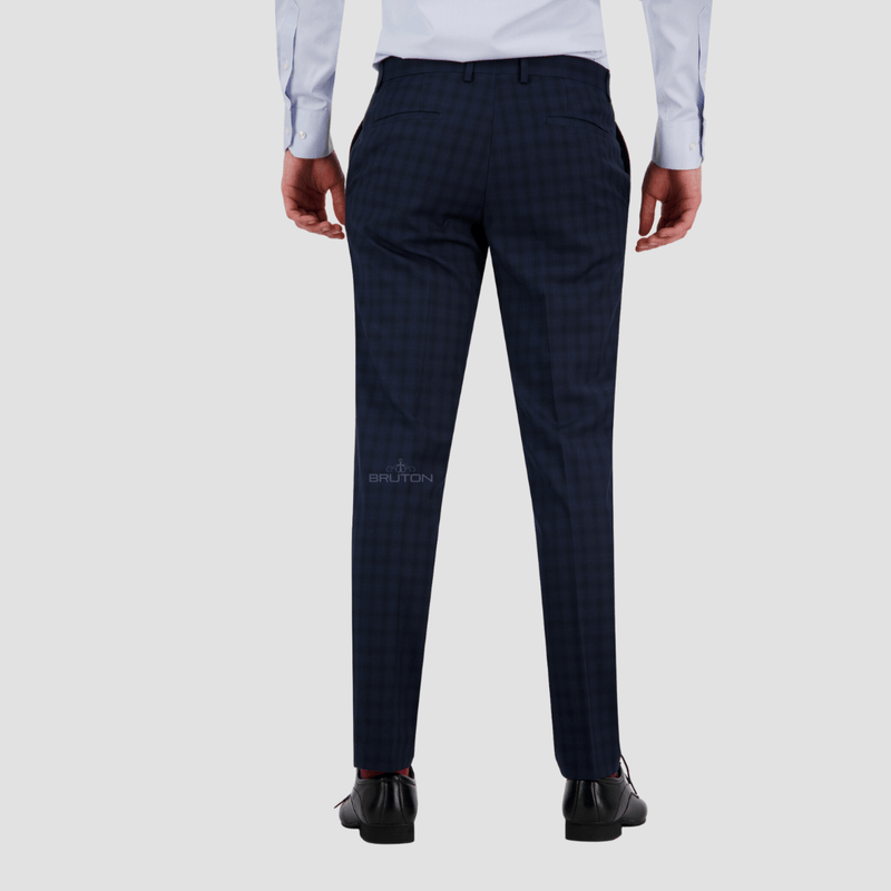 Bruton Slim Fit Mens Jesse Trouser in Navy Check FT9