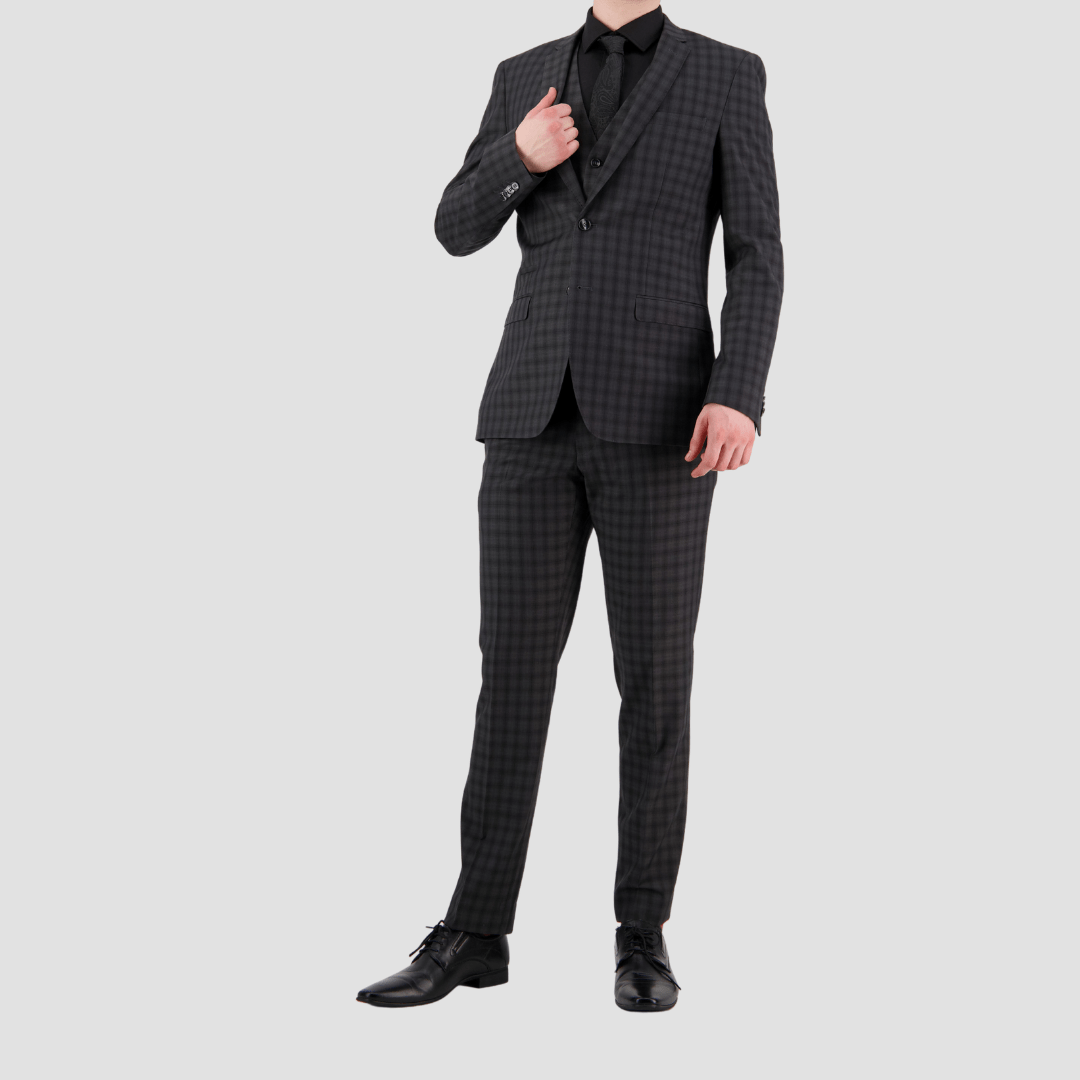 Bruton Slim Fit Mens Jose Suit in Grey Check FT10 Mens Suit Warehouse