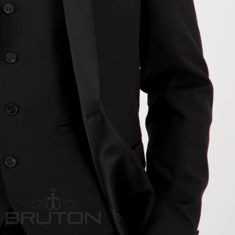 Bruton Slim Fit Mens Benhur Tuxedo Suit in Black SSA8