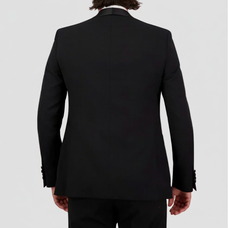 Elevate your formal style with the black Benhur Slim Fit Shawl Collar Tuxedo.