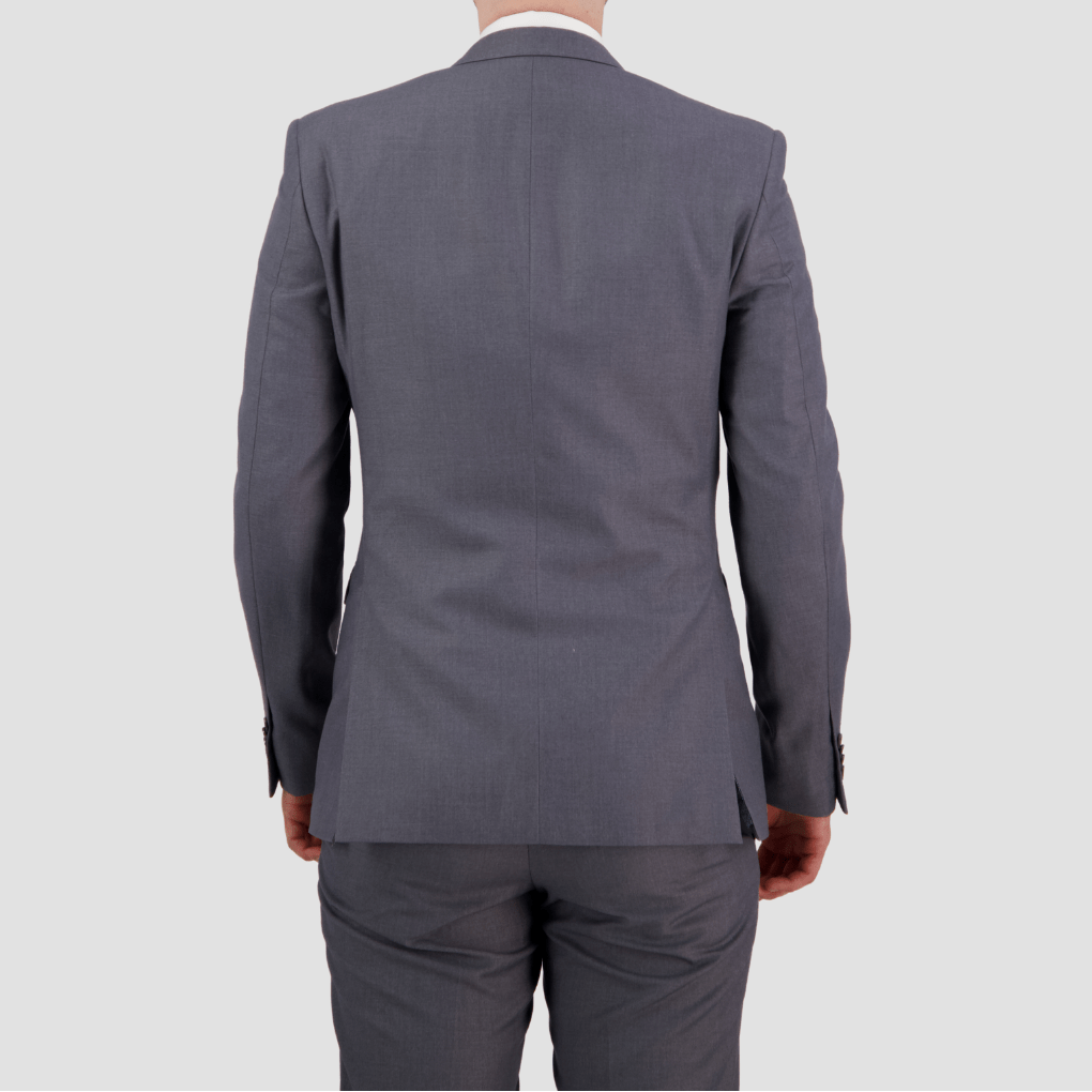 Bruton’s David Keystone slim‑fit grey suit with performance finish.