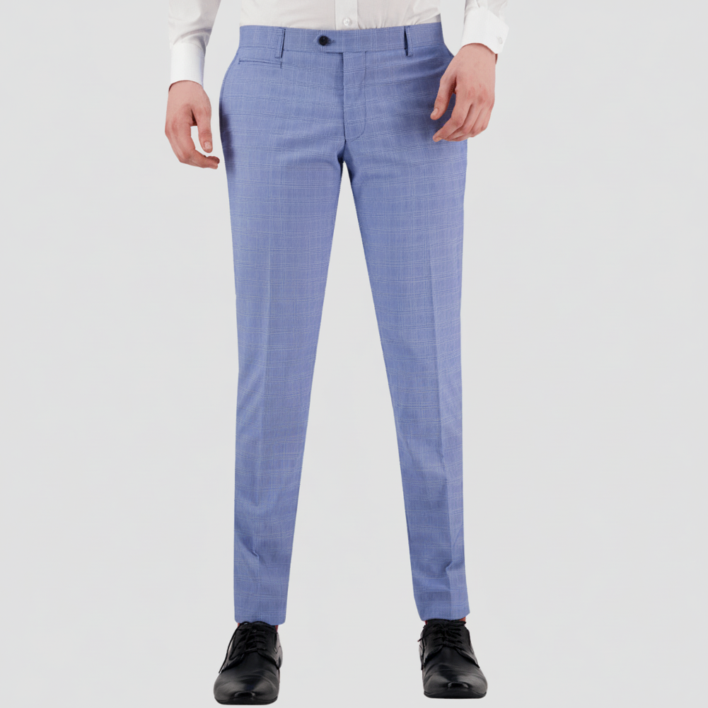 Bruton Slim Fit Men's Jesse Jadestone Suit Trouser in Sky Terry-Rayon Blend