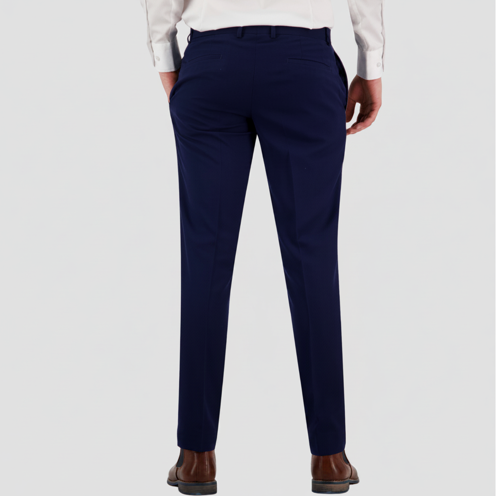 Refined slim‑fit blue Keystone trousers with soft‑structured tailoring, breathable durability, and performance finish.