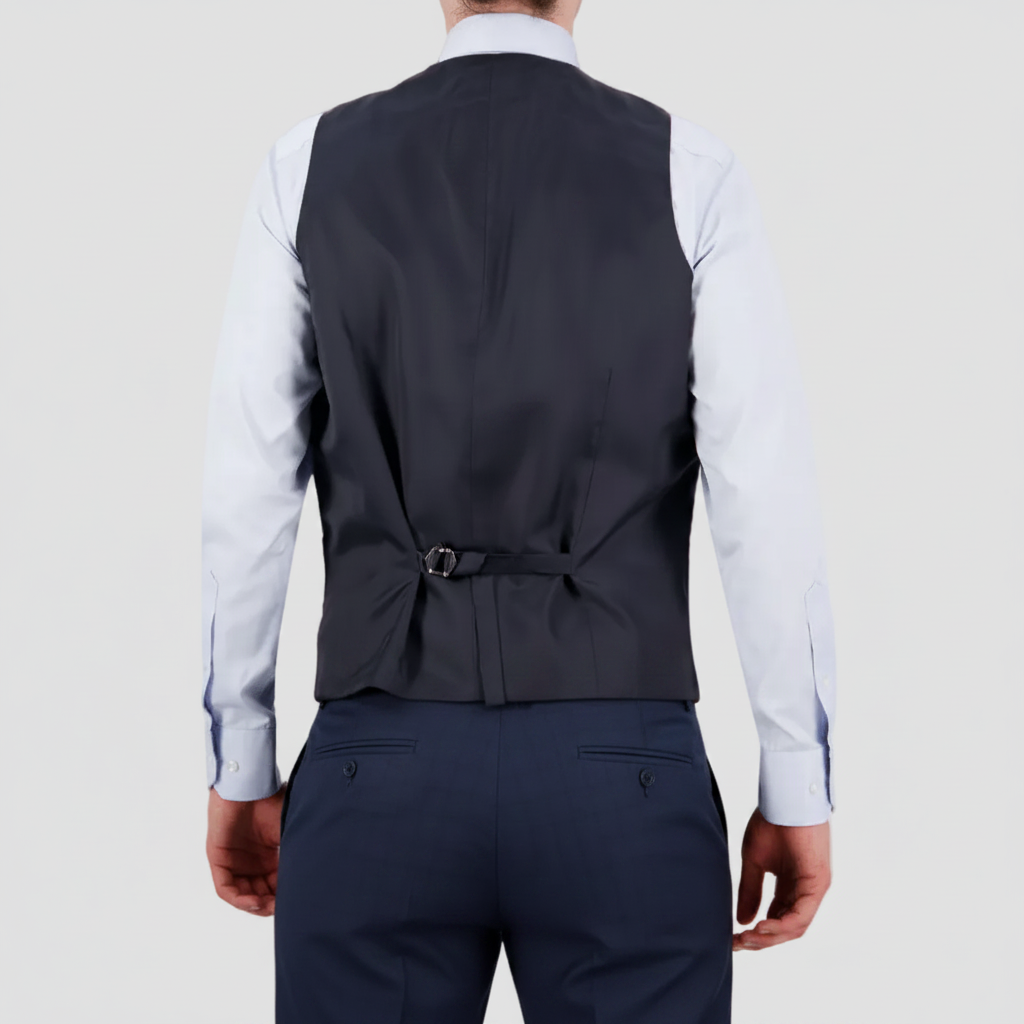 Navy Saul Keystone Vest by Bruton crafted for weddings and special events, featuring breathable durability and performance finish.