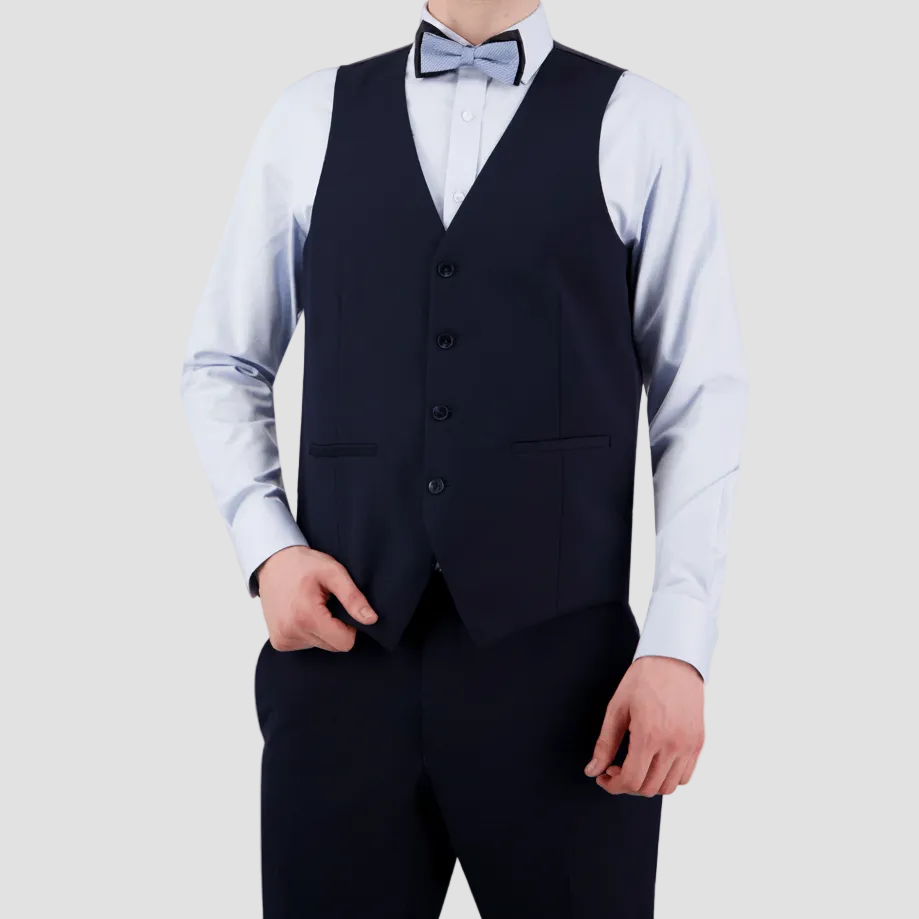 Navy Saul Keystone Vest by Bruton crafted for weddings and special events, featuring breathable durability and performance finish.