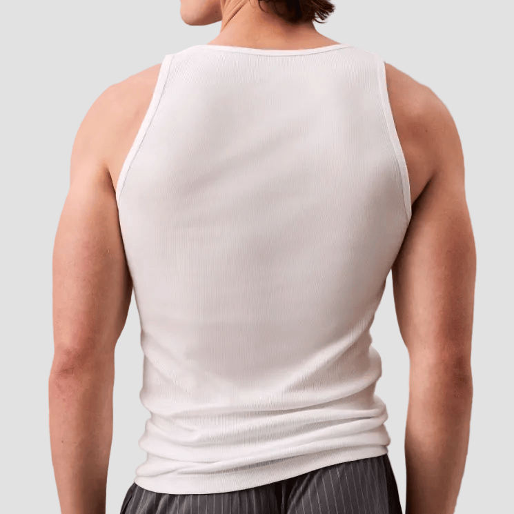 Calvin Klein Men's Classic Fit Ribbed Tank Tops 3 Pack in White Cotton