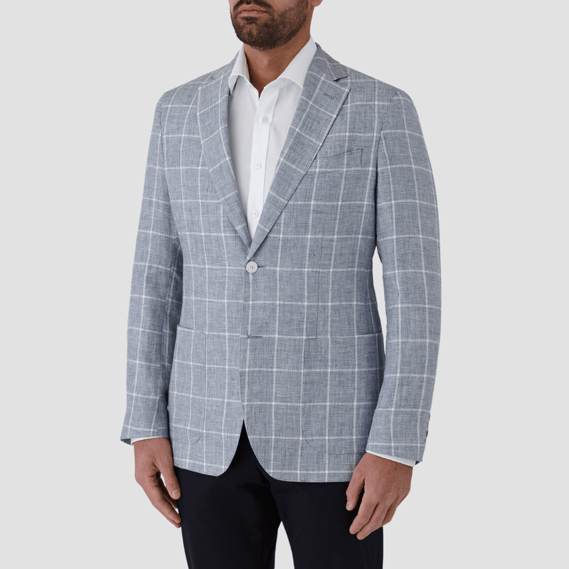 Cambridge classic fit armadale sports jacket in light blue pure linen