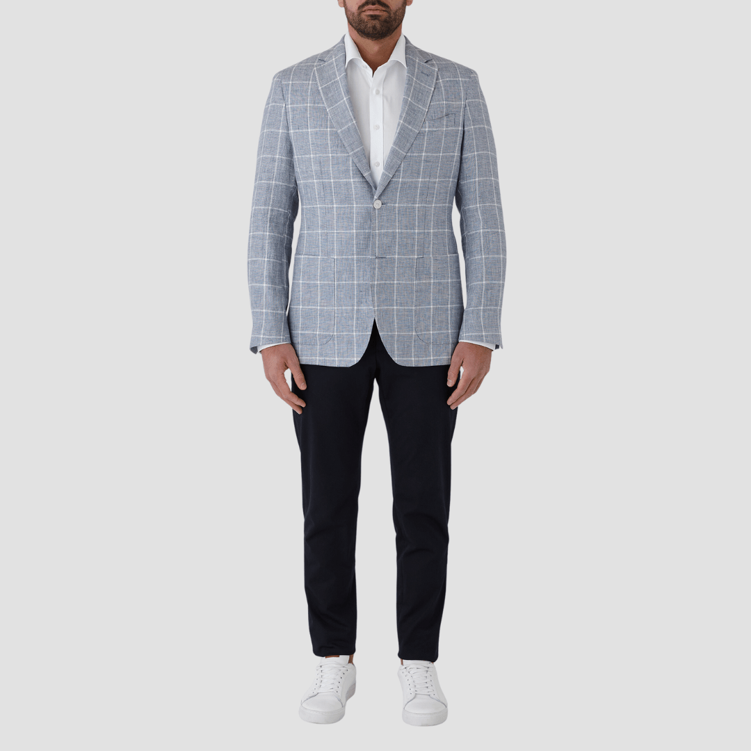 Cambridge classic fit armadale sports jacket in light blue pure linen