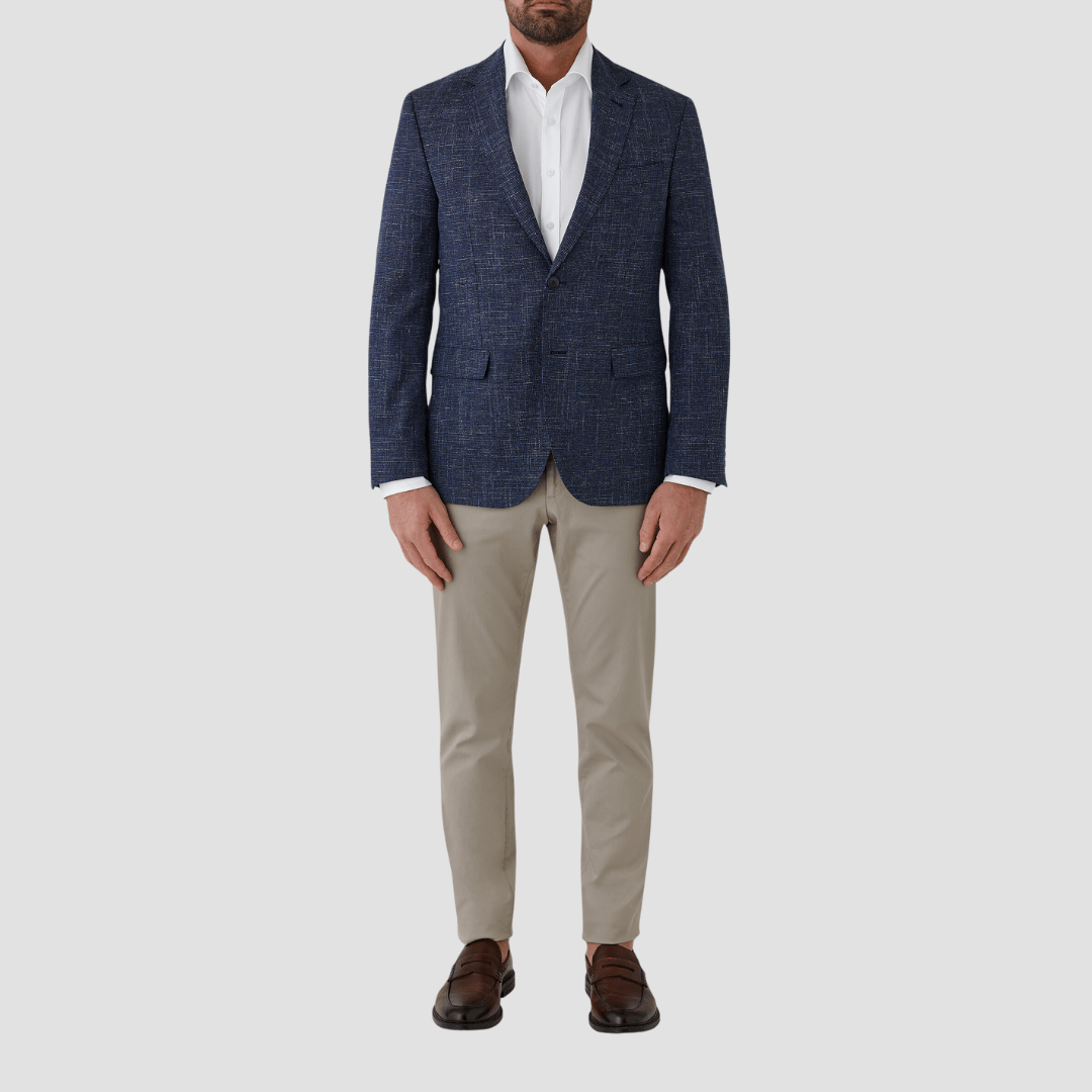 Cambridge classic fit hawthorn sports jacket in navy blue linen blend