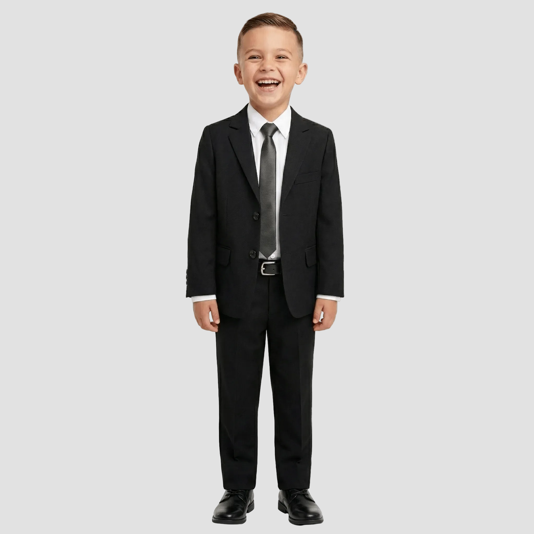 Christian Brookes’ Kids Bluey Joe Suit in black with peak lapel and comfort stretch.